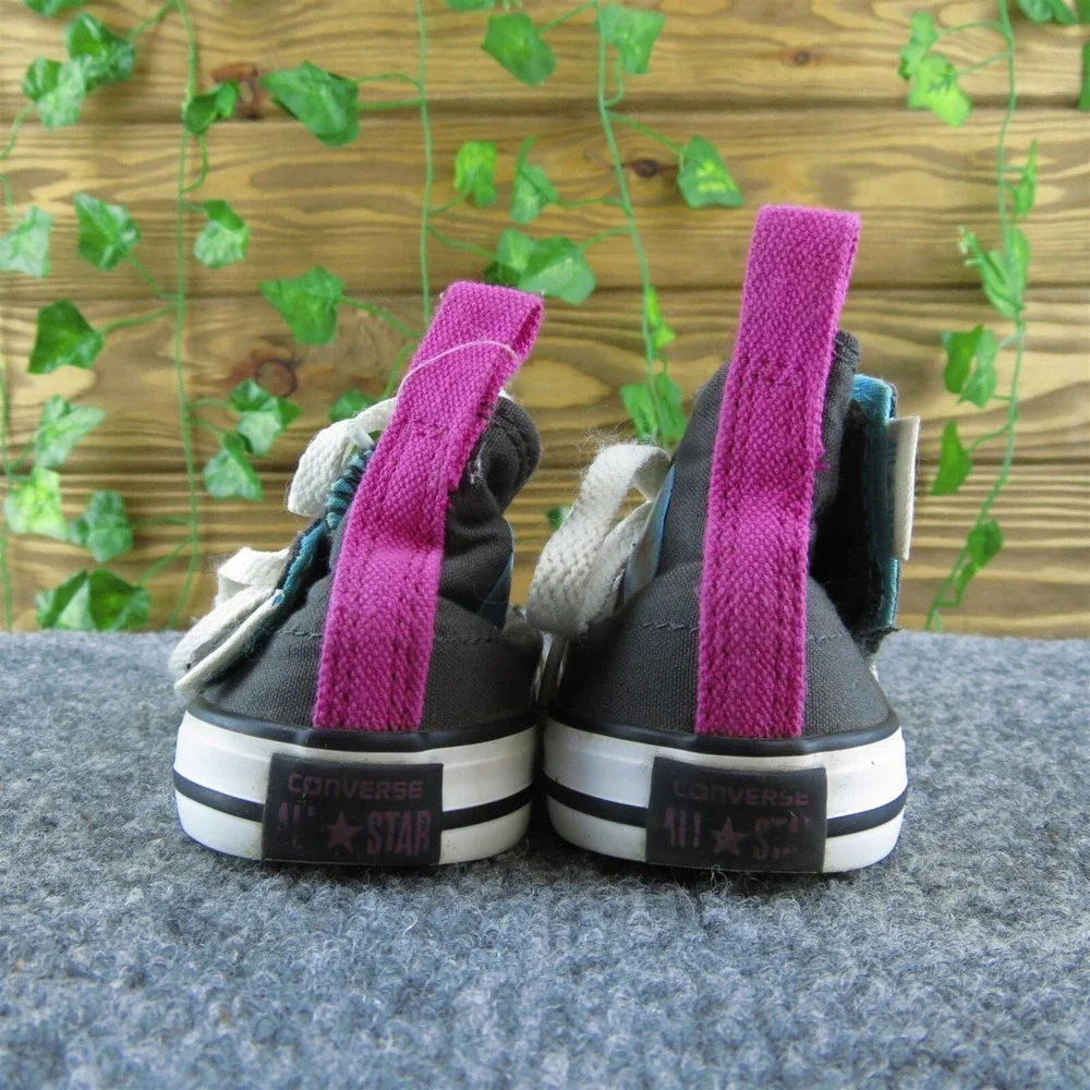 Converse Girls Sneaker Shoes Gray Fabric Lace‎ Up Size T 7 Medium